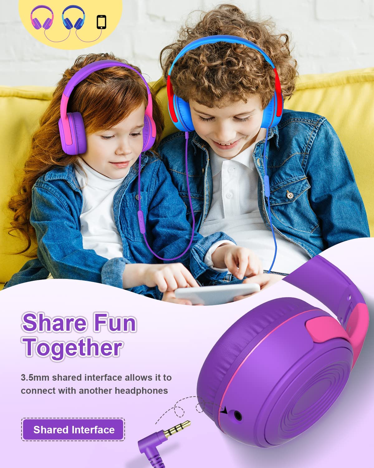 ELECDER i43 - Auriculares para niños con micrófono 85dB 94dB Volumen  Limitado 0.138 in Jack Plegable Ajustable Auriculares Alámbricos en la  Oreja para