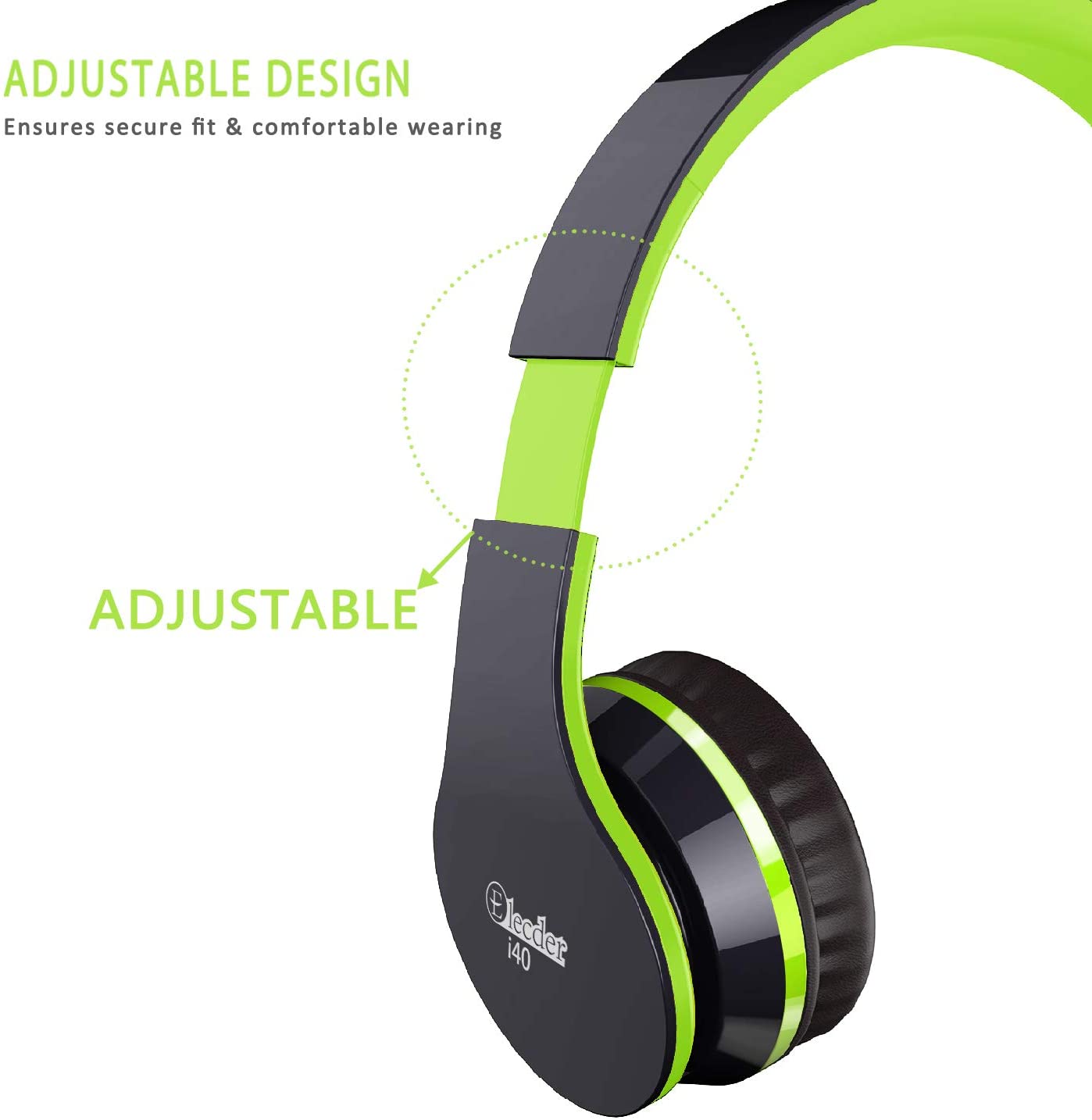 Elecder i40 Headphones with Microphone Green And Blue
